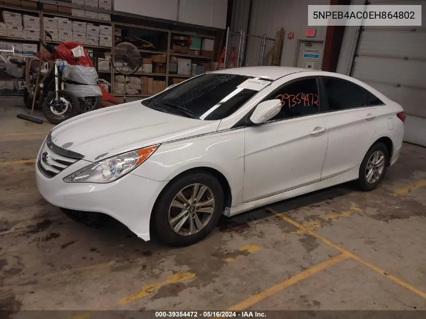 2014 Hyundai Sonata Gls VIN: 5NPEB4AC0EH864802 Lot: 39354472