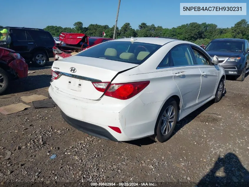 2014 Hyundai Sonata Gls VIN: 5NPEB4AC7EH930231 Lot: 39682954