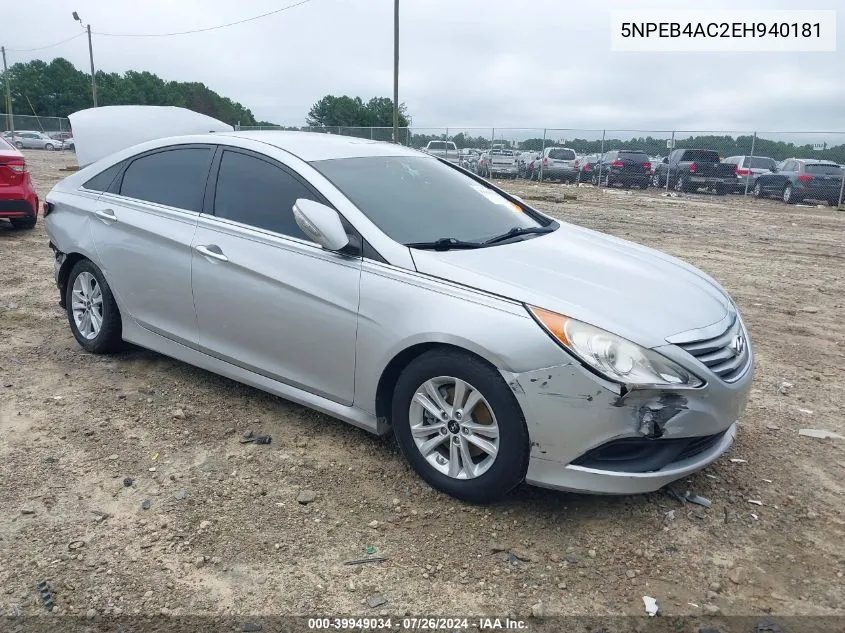 2014 Hyundai Sonata Gls VIN: 5NPEB4AC2EH940181 Lot: 39949034