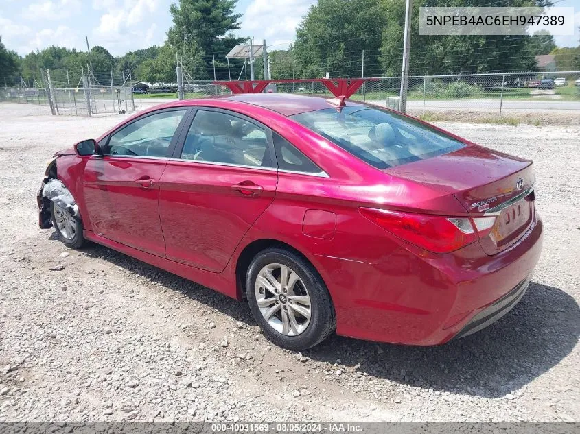 2014 Hyundai Sonata Gls VIN: 5NPEB4AC6EH947389 Lot: 40031569