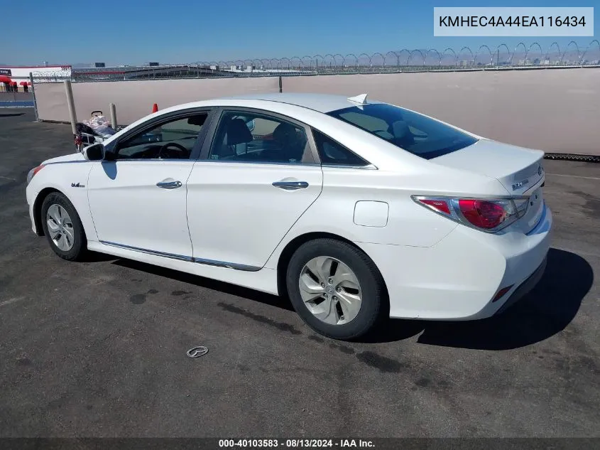 2014 Hyundai Sonata Hybrid VIN: KMHEC4A44EA116434 Lot: 40103583