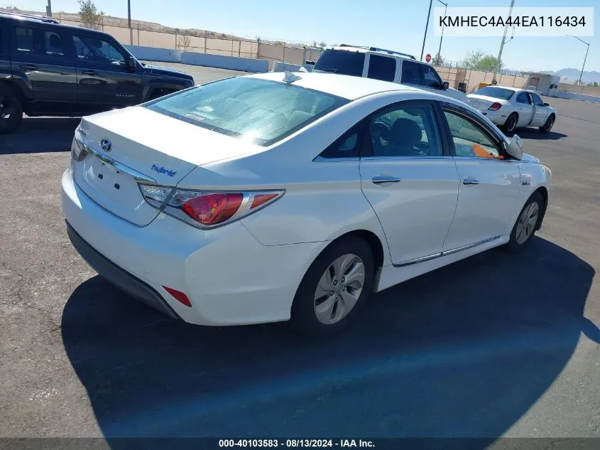 2014 Hyundai Sonata Hybrid VIN: KMHEC4A44EA116434 Lot: 40103583