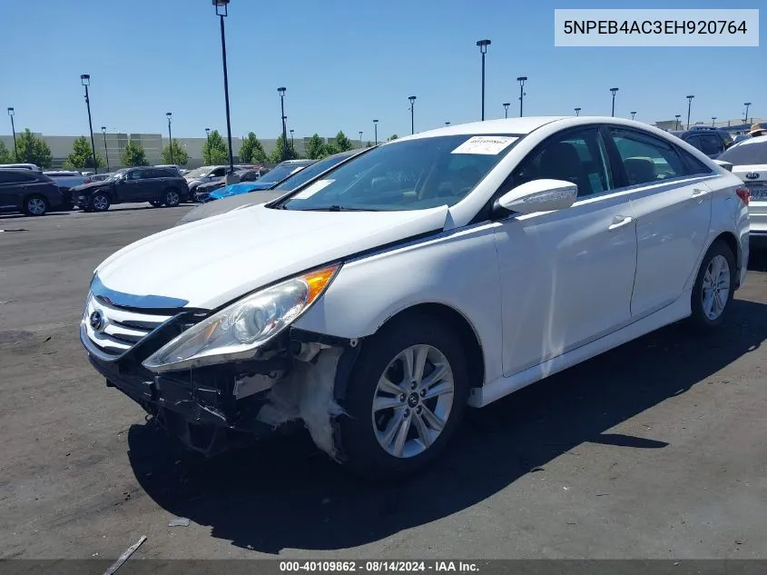 2014 Hyundai Sonata Gls VIN: 5NPEB4AC3EH920764 Lot: 40109862