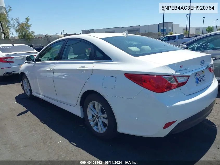 2014 Hyundai Sonata Gls VIN: 5NPEB4AC3EH920764 Lot: 40109862