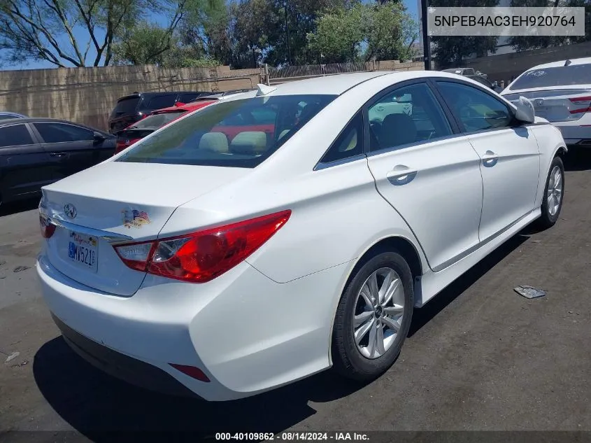 2014 Hyundai Sonata Gls VIN: 5NPEB4AC3EH920764 Lot: 40109862