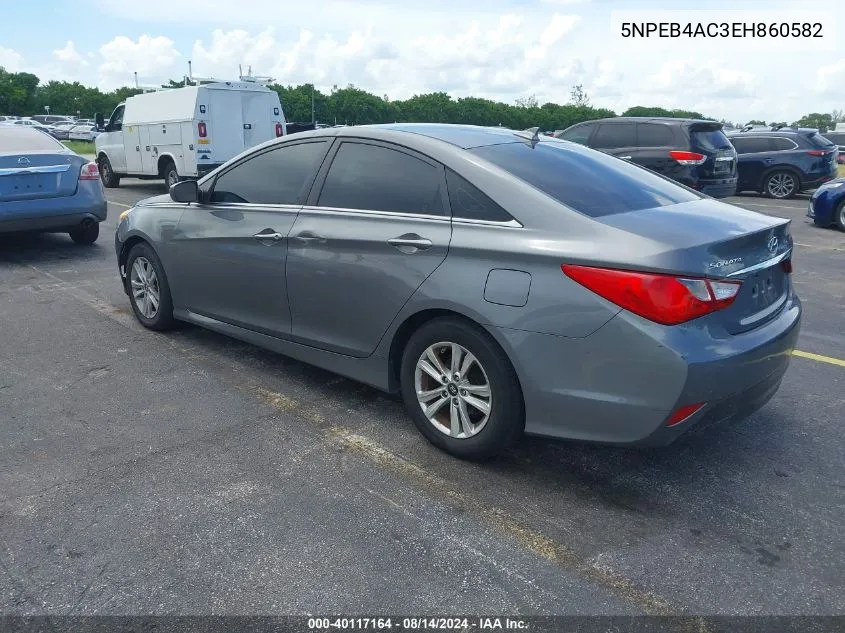 2014 Hyundai Sonata Gls VIN: 5NPEB4AC3EH860582 Lot: 40117164