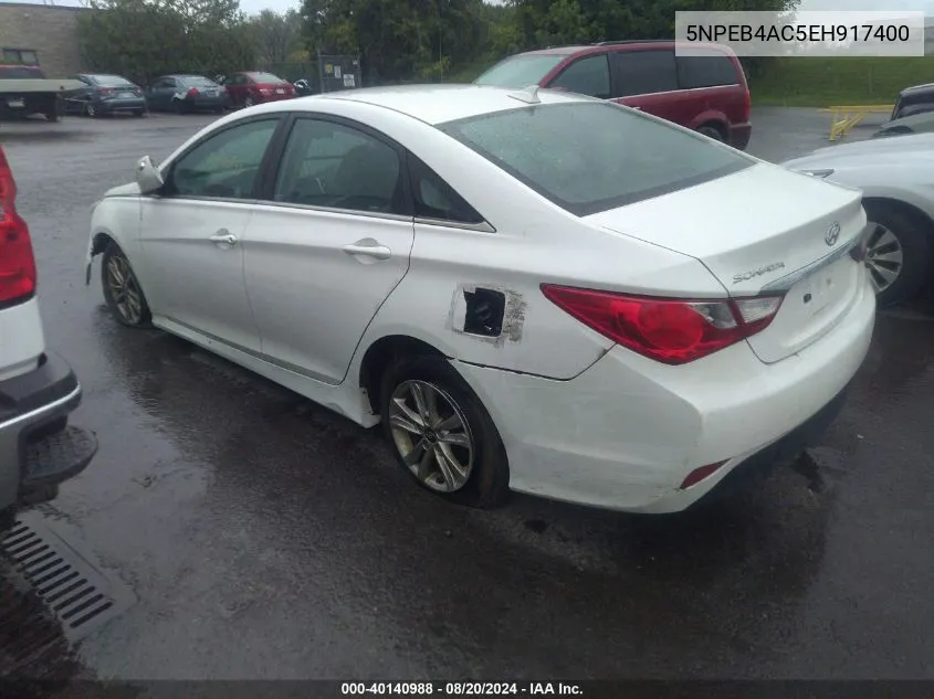 2014 Hyundai Sonata Gls VIN: 5NPEB4AC5EH917400 Lot: 40140988