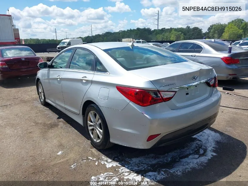 2014 Hyundai Sonata Gls VIN: 5NPEB4AC8EH915026 Lot: 40141369