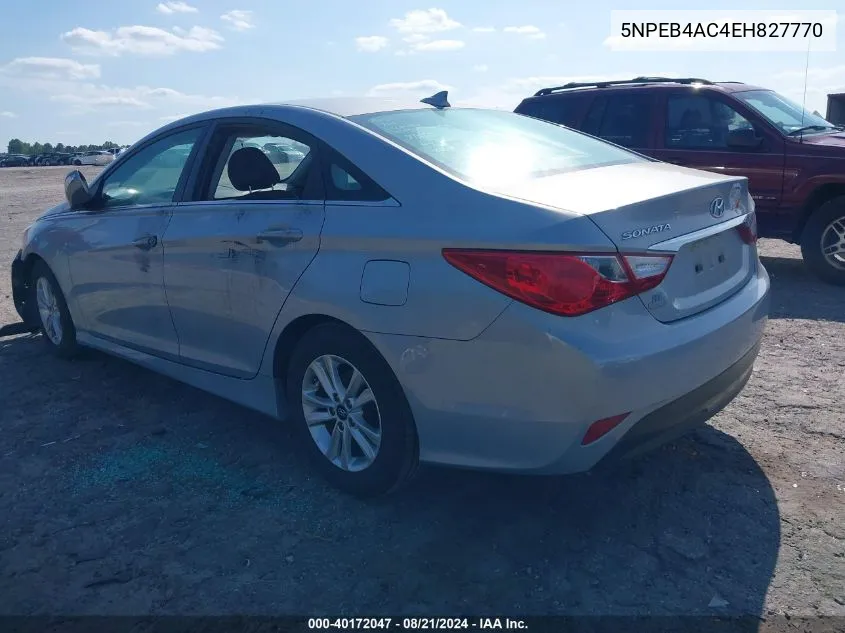 2014 Hyundai Sonata Gls VIN: 5NPEB4AC4EH827770 Lot: 40172047