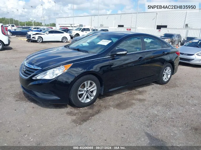 2014 Hyundai Sonata Gls VIN: 5NPEB4AC2EH835950 Lot: 40206985