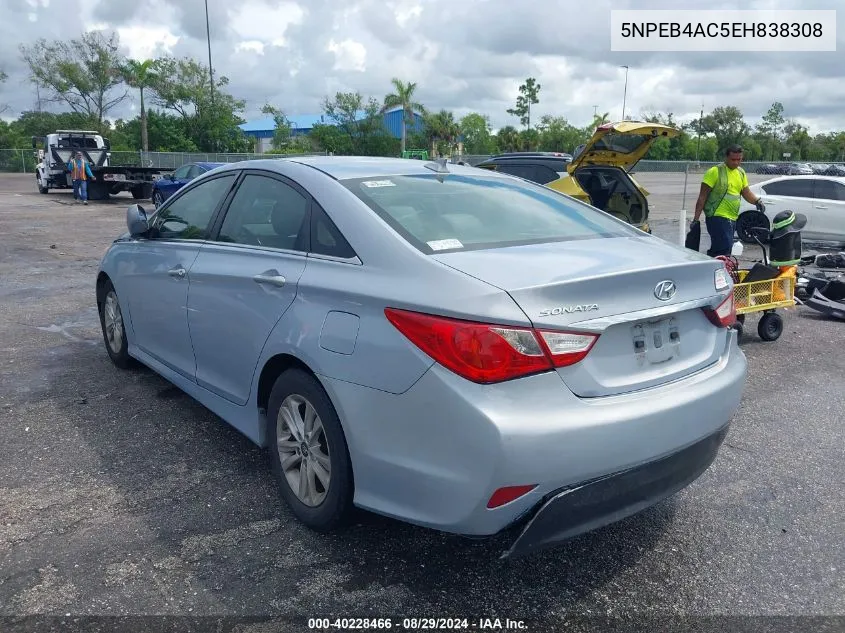 2014 Hyundai Sonata Gls VIN: 5NPEB4AC5EH838308 Lot: 40228466