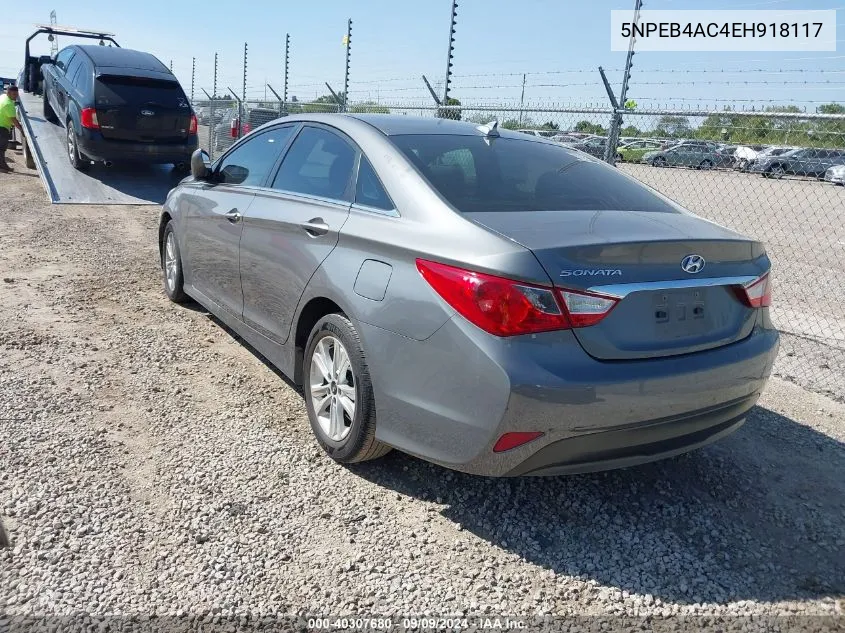 2014 Hyundai Sonata Gls VIN: 5NPEB4AC4EH918117 Lot: 40307680