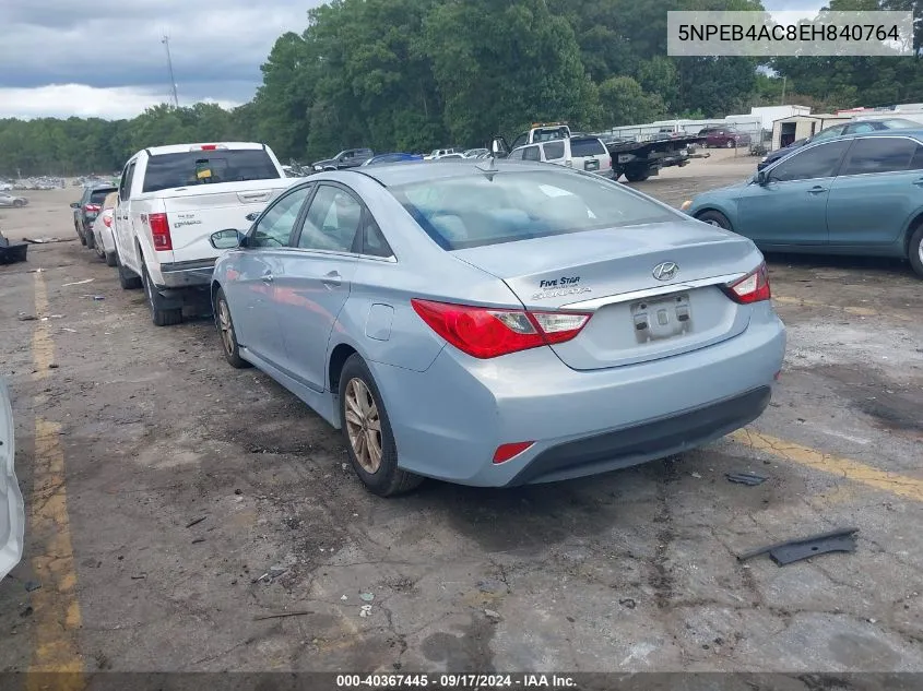 2014 Hyundai Sonata Gls VIN: 5NPEB4AC8EH840764 Lot: 40367445