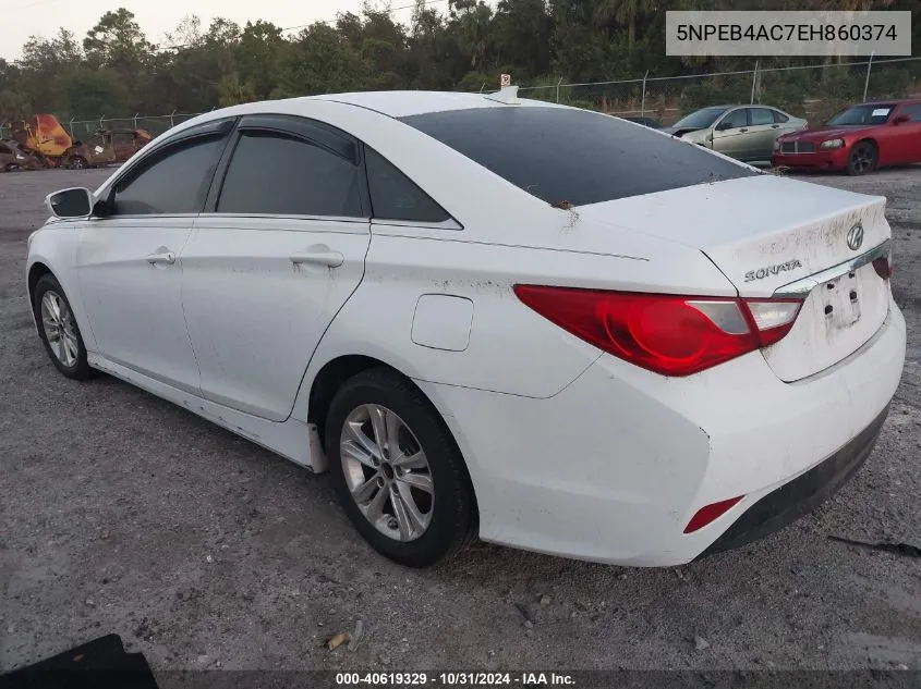 2014 Hyundai Sonata Gls VIN: 5NPEB4AC7EH860374 Lot: 40619329