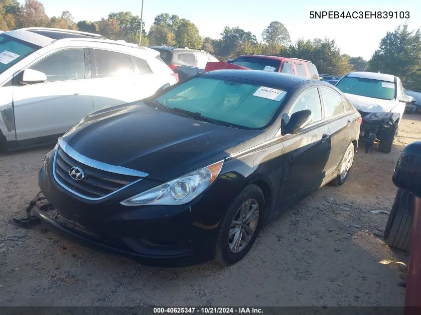 2014 Hyundai Sonata Gls VIN: 5NPEB4AC3EH839103 Lot: 40625347