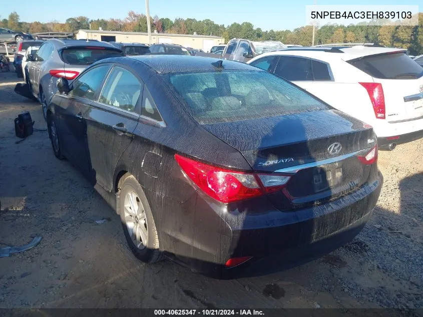 2014 Hyundai Sonata Gls VIN: 5NPEB4AC3EH839103 Lot: 40625347