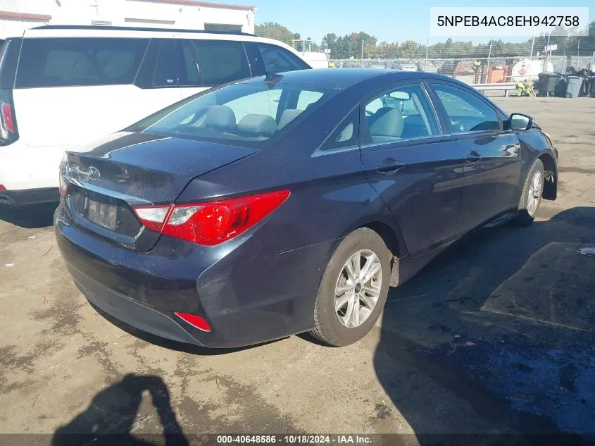 5NPEB4AC8EH942758 2014 Hyundai Sonata Gls