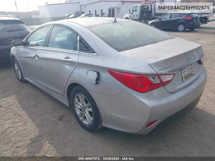 2014 Hyundai Sonata Gls VIN: 5NPEB4AC2EH902871 Lot: 40687072