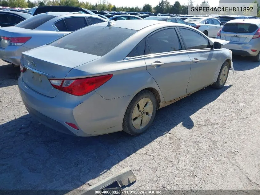 2014 Hyundai Sonata Gls VIN: 5NPEB4AC4EH811892 Lot: 40688923