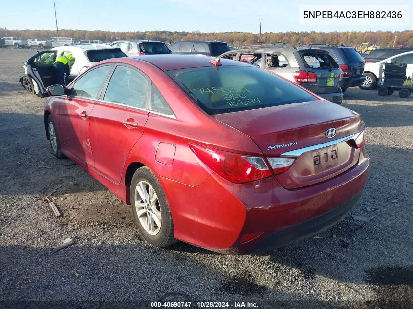 2014 Hyundai Sonata Gls VIN: 5NPEB4AC3EH882436 Lot: 40690747