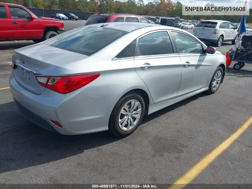 2014 Hyundai Sonata Gls VIN: 5NPEB4AC6EH919608 Lot: 40691971