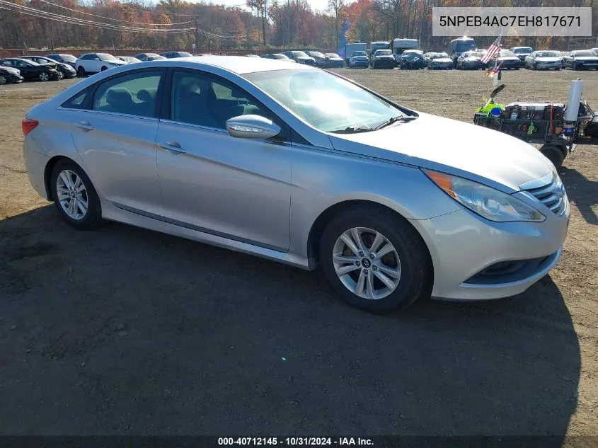 2014 Hyundai Sonata Gls VIN: 5NPEB4AC7EH817671 Lot: 40712145