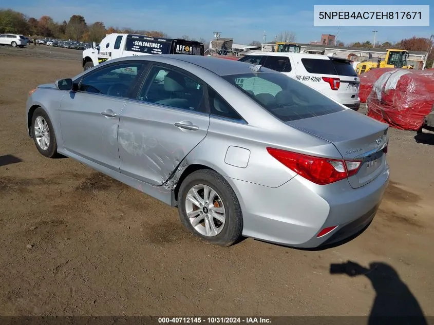 2014 Hyundai Sonata Gls VIN: 5NPEB4AC7EH817671 Lot: 40712145