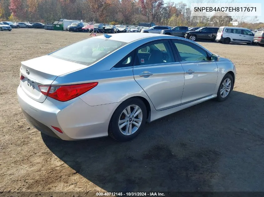 2014 Hyundai Sonata Gls VIN: 5NPEB4AC7EH817671 Lot: 40712145