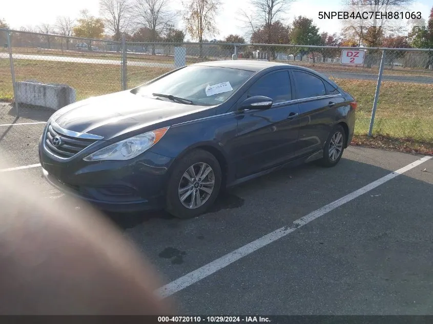 2014 Hyundai Sonata Gls VIN: 5NPEB4AC7EH881063 Lot: 40720110