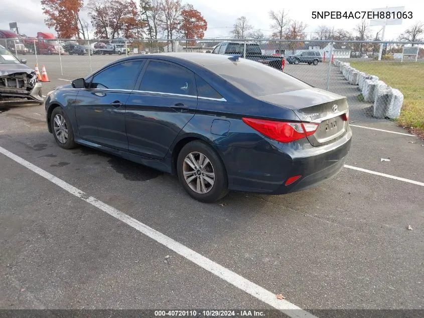 2014 Hyundai Sonata Gls VIN: 5NPEB4AC7EH881063 Lot: 40720110