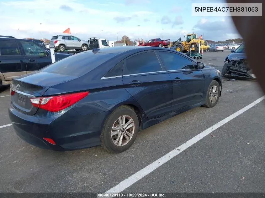 2014 Hyundai Sonata Gls VIN: 5NPEB4AC7EH881063 Lot: 40720110