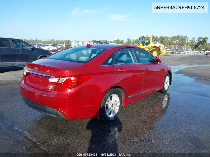 2014 Hyundai Sonata Gls VIN: 5NPEB4AC9EH906724 Lot: 40723435