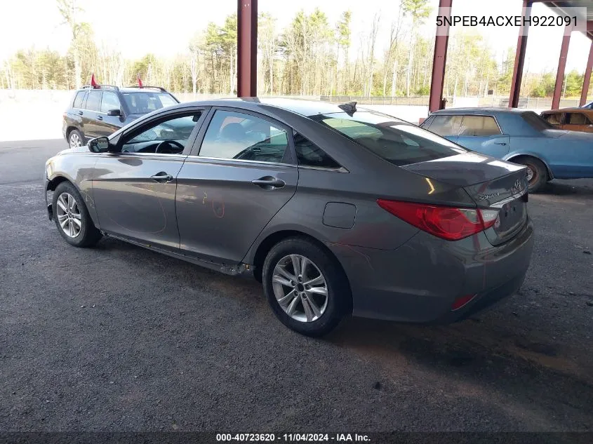 2014 Hyundai Sonata Gls VIN: 5NPEB4ACXEH922091 Lot: 40723620