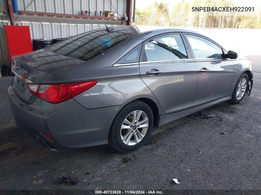 2014 Hyundai Sonata Gls VIN: 5NPEB4ACXEH922091 Lot: 40723620