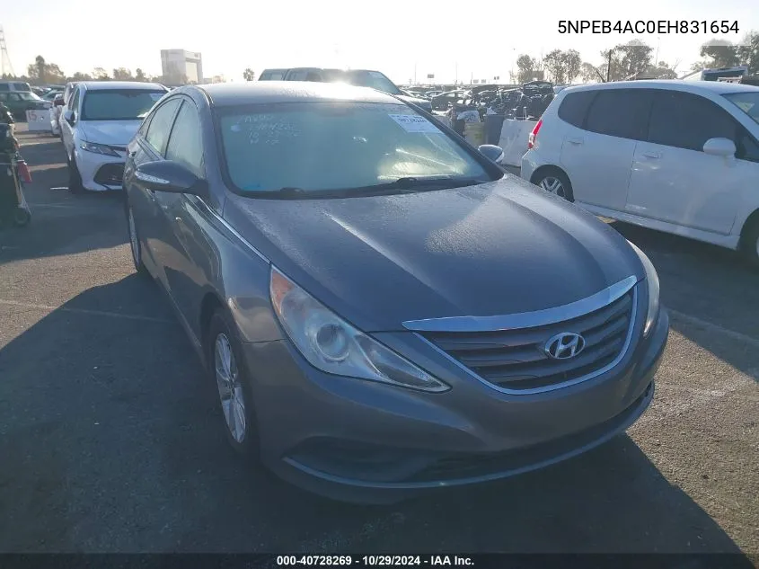 2014 Hyundai Sonata Gls VIN: 5NPEB4AC0EH831654 Lot: 40728269