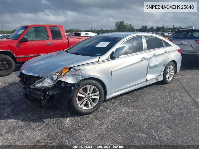 2014 Hyundai Sonata Gls VIN: 5NPEB4AC4EH925648 Lot: 40739361