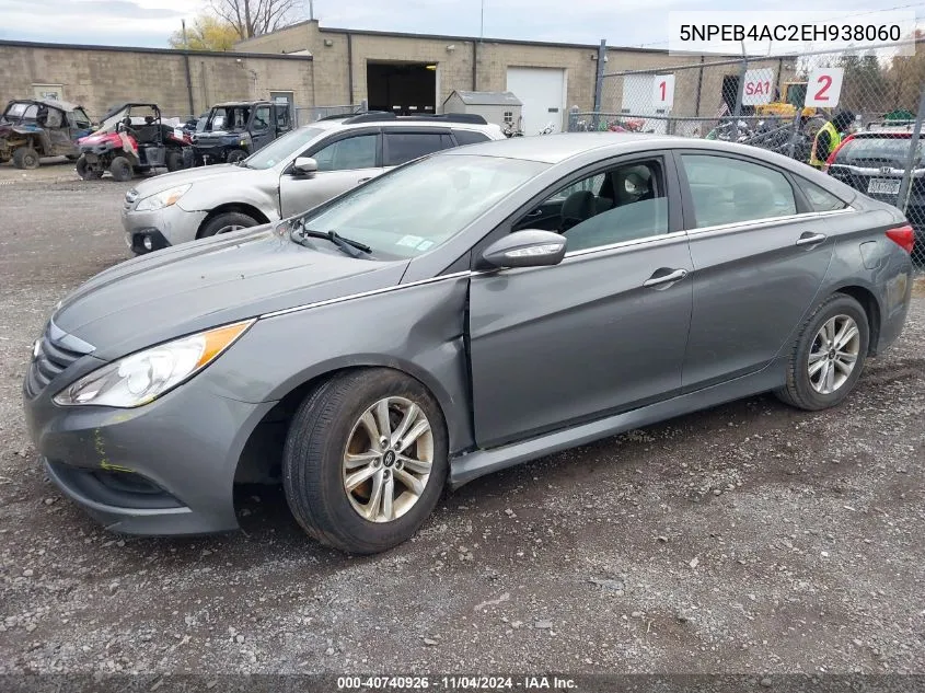 2014 Hyundai Sonata Gls VIN: 5NPEB4AC2EH938060 Lot: 40740926