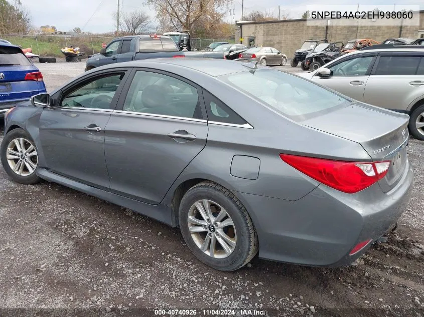 2014 Hyundai Sonata Gls VIN: 5NPEB4AC2EH938060 Lot: 40740926