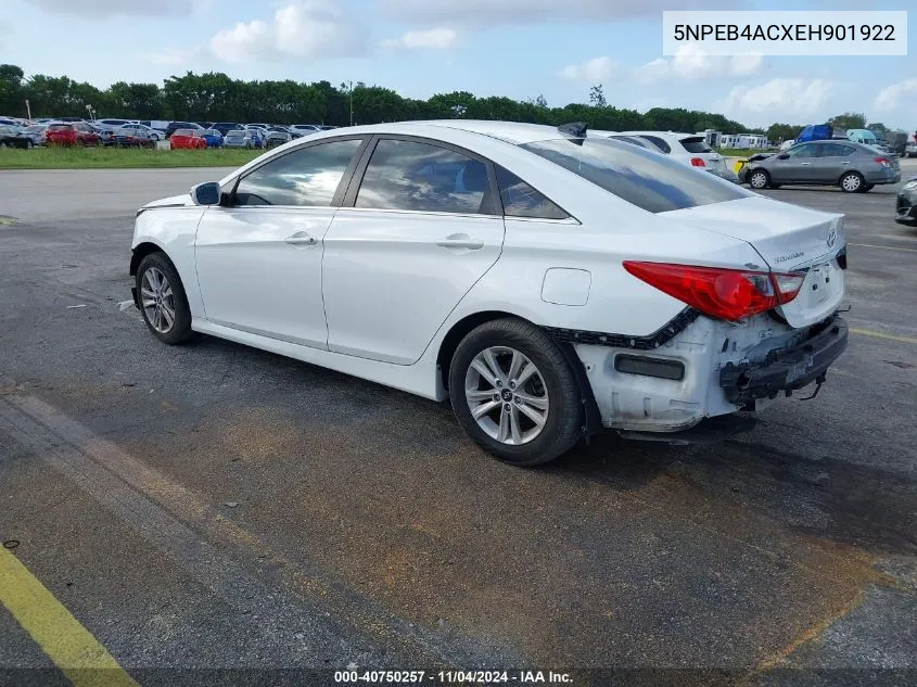 2014 Hyundai Sonata Gls VIN: 5NPEB4ACXEH901922 Lot: 40750257