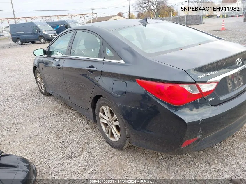 2014 Hyundai Sonata Gls VIN: 5NPEB4AC1EH911982 Lot: 40753831