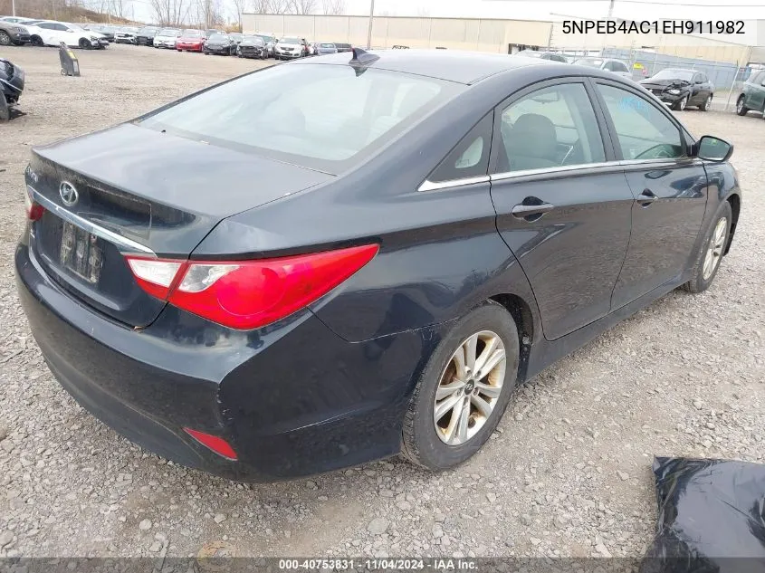 2014 Hyundai Sonata Gls VIN: 5NPEB4AC1EH911982 Lot: 40753831