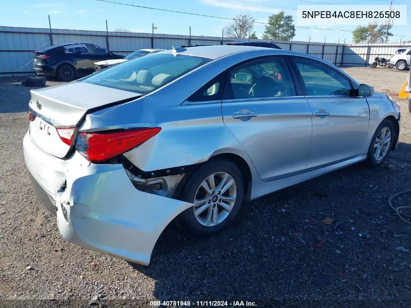 2014 Hyundai Sonata Gls VIN: 5NPEB4AC8EH826508 Lot: 40781948