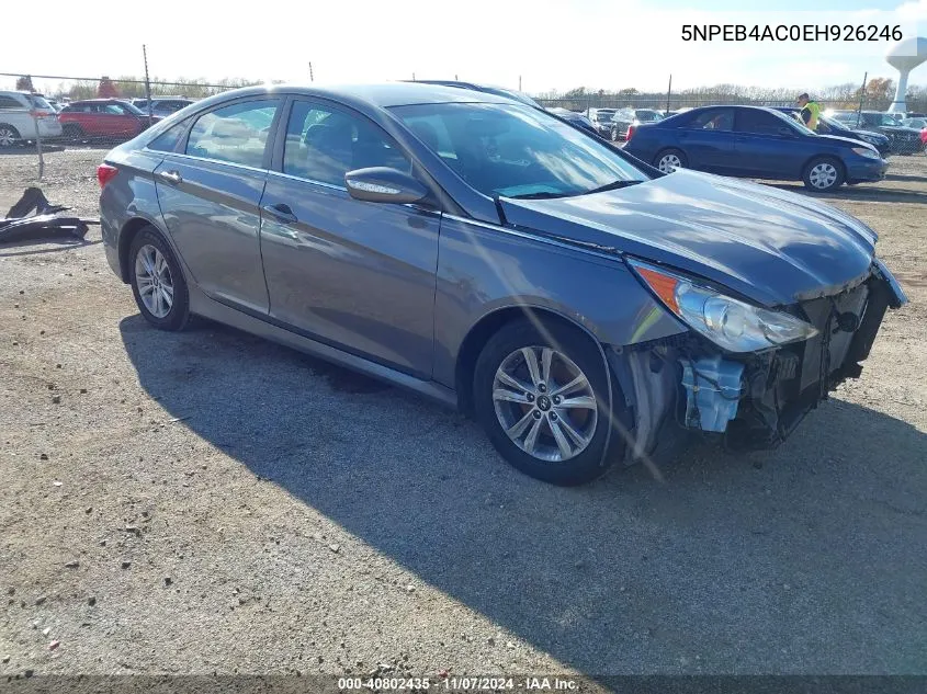 2014 Hyundai Sonata Gls VIN: 5NPEB4AC0EH926246 Lot: 40802435