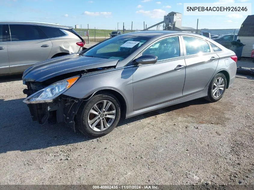 2014 Hyundai Sonata Gls VIN: 5NPEB4AC0EH926246 Lot: 40802435