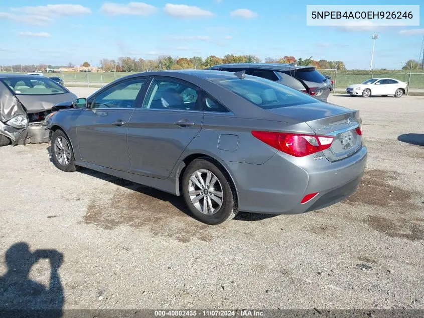 2014 Hyundai Sonata Gls VIN: 5NPEB4AC0EH926246 Lot: 40802435