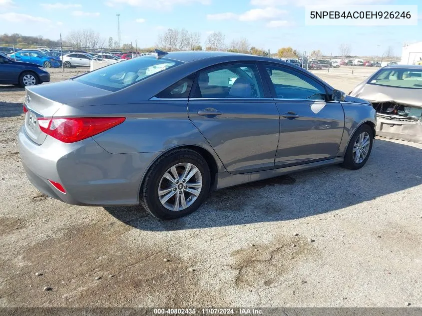 2014 Hyundai Sonata Gls VIN: 5NPEB4AC0EH926246 Lot: 40802435