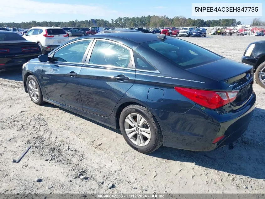 2014 Hyundai Sonata Gls VIN: 5NPEB4AC3EH847735 Lot: 40842253