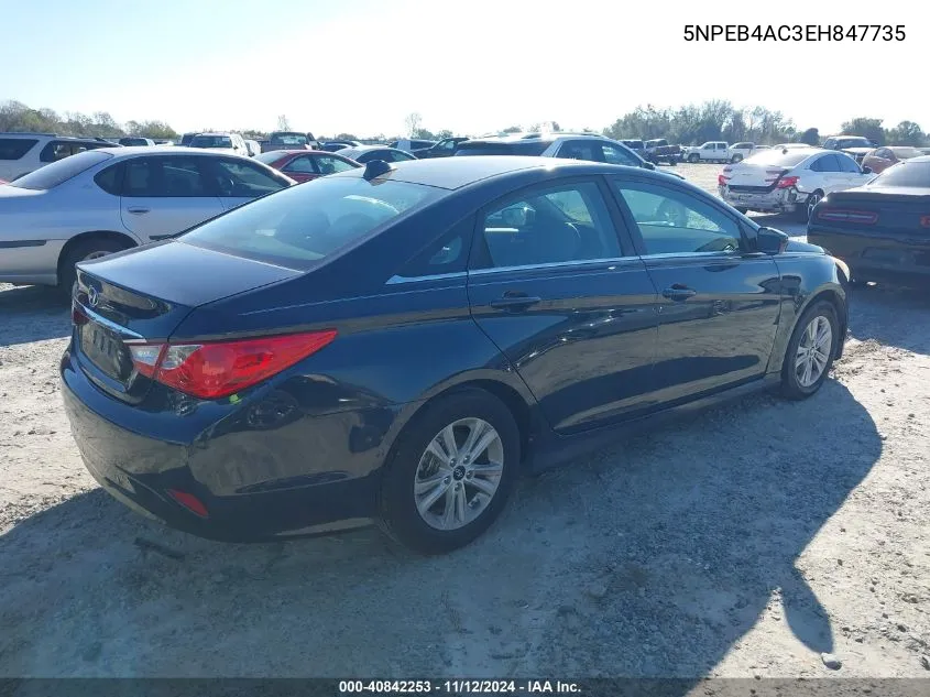 2014 Hyundai Sonata Gls VIN: 5NPEB4AC3EH847735 Lot: 40842253