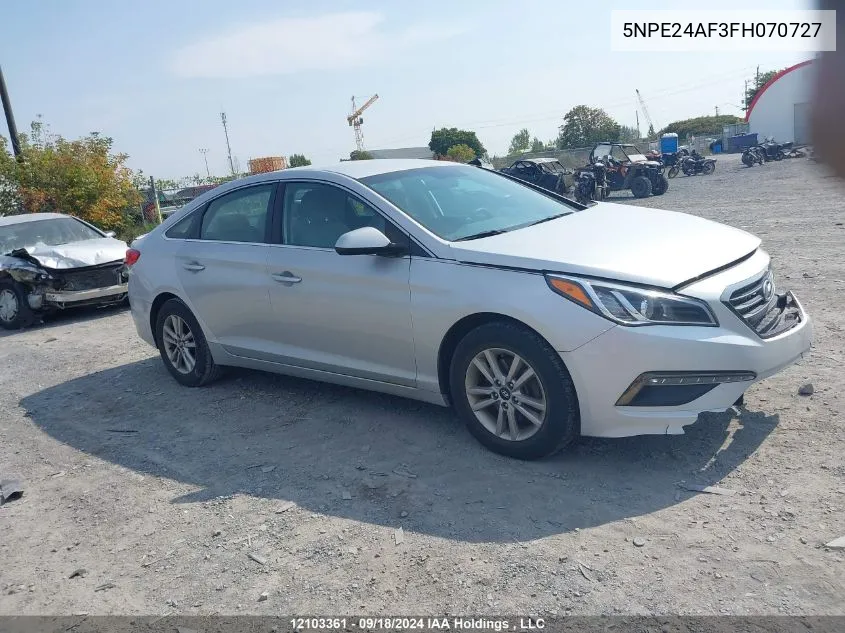 2015 Hyundai Sonata Se VIN: 5NPE24AF3FH070727 Lot: 12103361