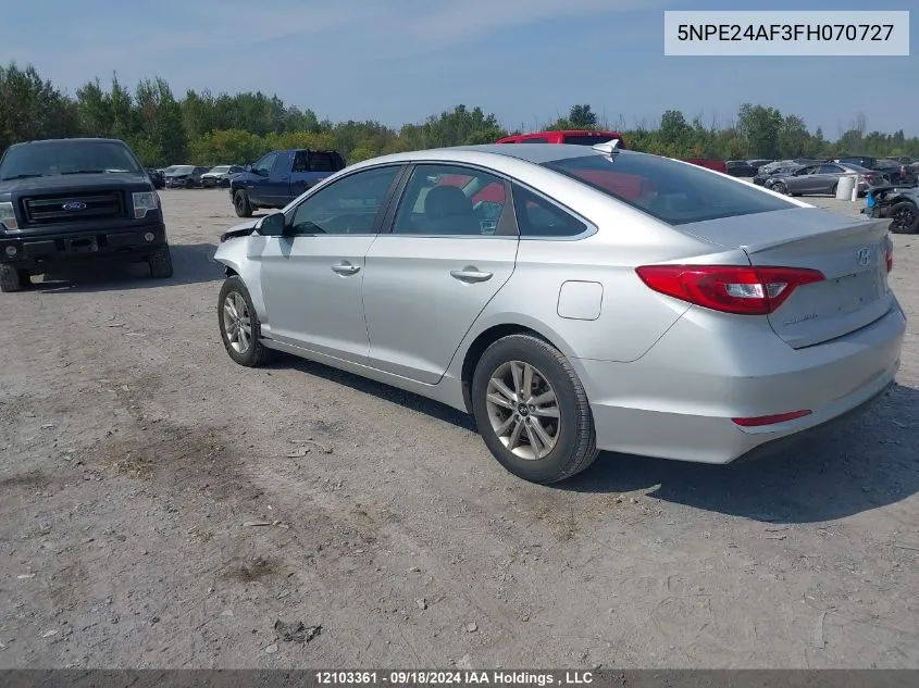 2015 Hyundai Sonata Se VIN: 5NPE24AF3FH070727 Lot: 12103361